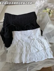 American Retro Mini Skirt Gyaru Sexy Bottoms High Waist Bow A-Line Skirt Girl Korean Streetwear Clothes Fashion 2000s Aesthetic