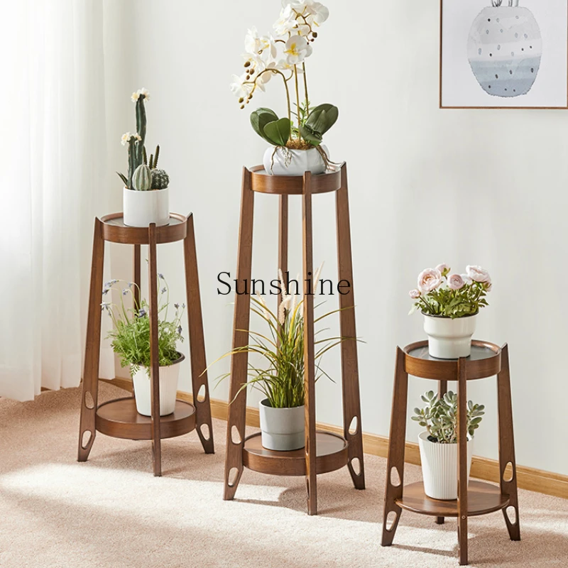 Slate flower table Solid wood floor rack Indoor multi-layer flower pot frame