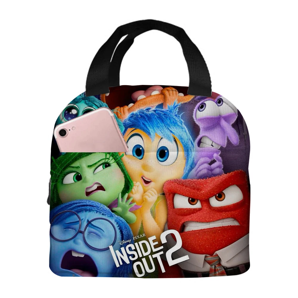 Inside Out 2 Lunch Bag for Kids Disney Joy glossy Anger Anime isolamento termico borsa School Picnic Office Bento Food Pouch