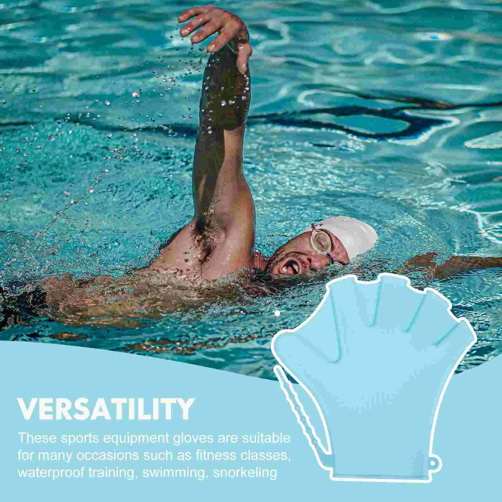 Swimming Gloves Webbed Adjustable Pool Paddles Silicone Diving Training Practicing Hand Cover Gym for Men image 4