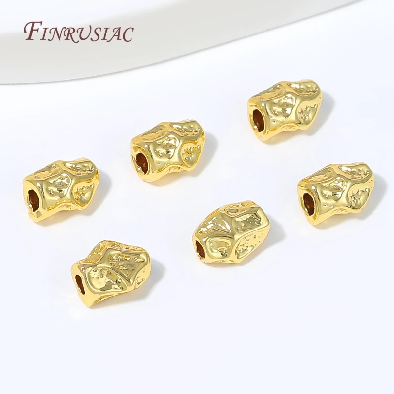 18K Gold Plated Irregular Hammered Tube Spacer Beads,Brass Metal Separator For DIY Bracelet Necklace Jewelry Making Findings