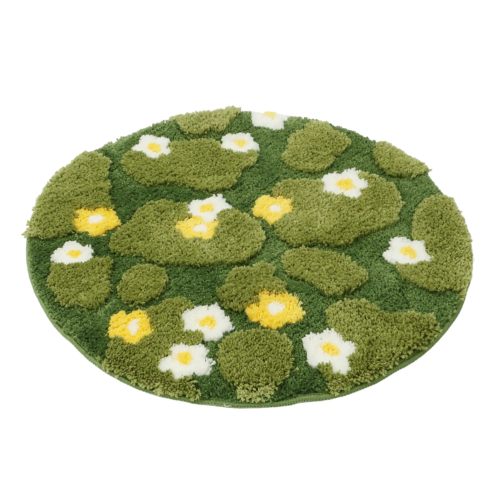 

Tufted Moss Bathroom Rug Absorbent Spring Daisy Floral Pattern Microfiber Bath Carpet Cute Nonslip Bath Mat Machine Washable