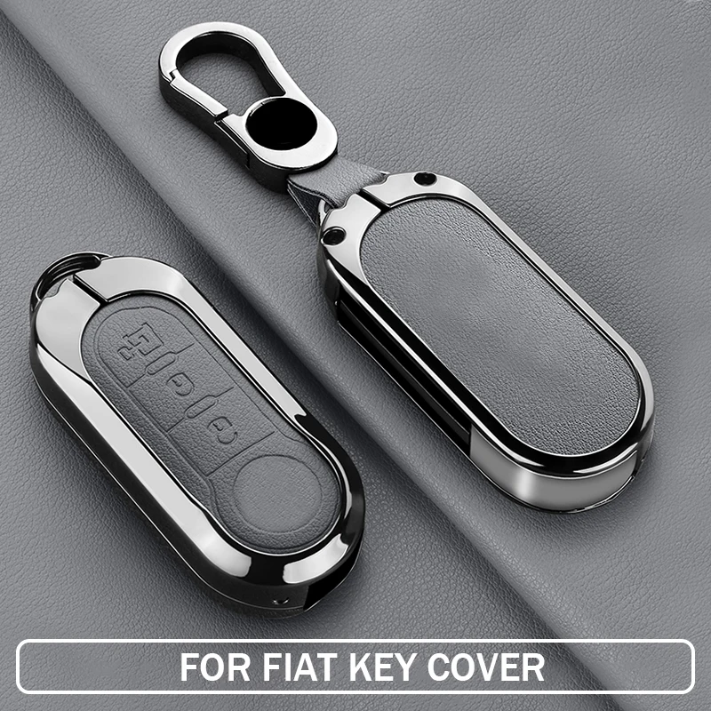 3-Button Car Key Case For Fiat 500, Grande Punto, Punto Evo, Panda Flip Remote Keys, Leather Cover With Trunk And Tailgate Icon