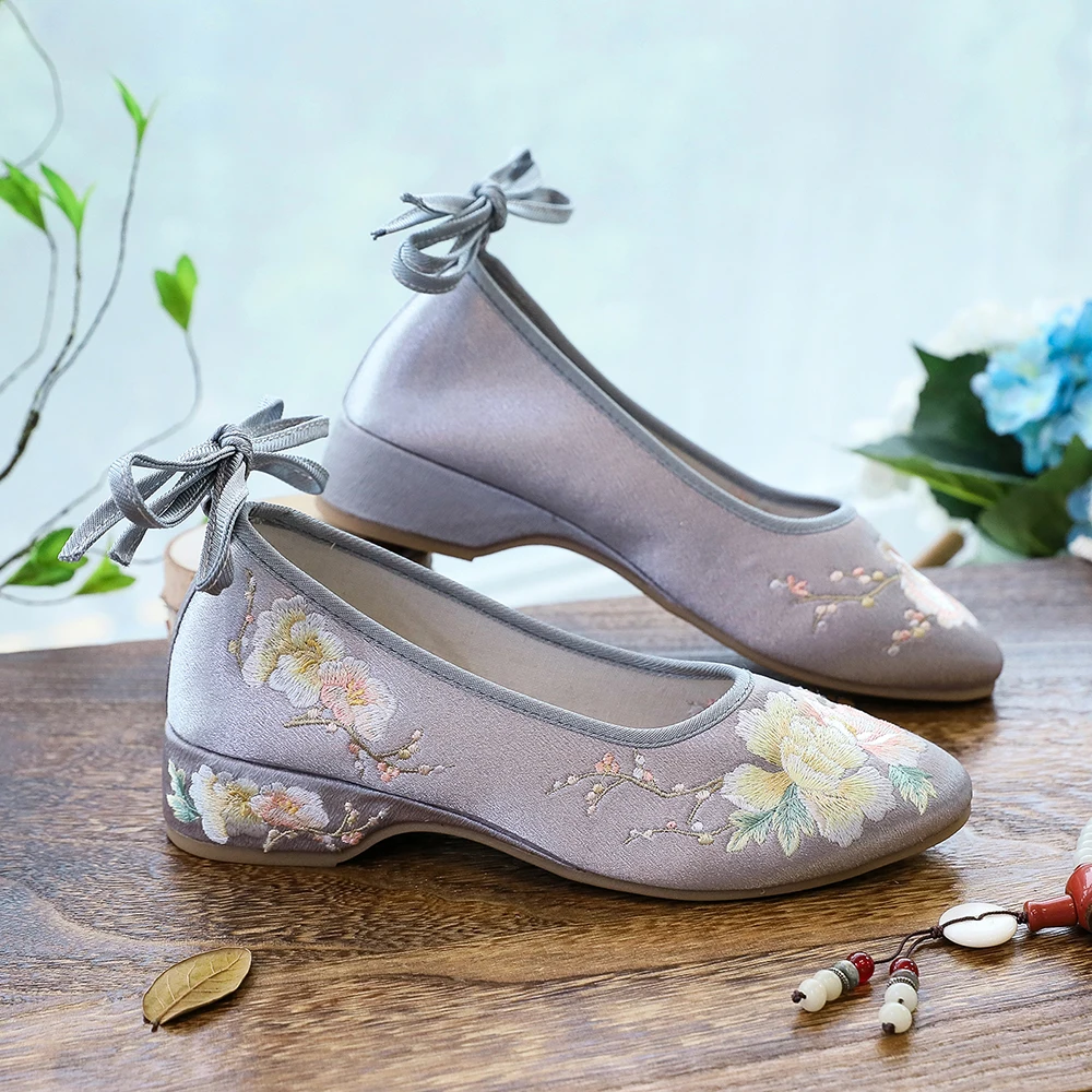 Veowalk Long Ankle Strap Summer Women Gauze Mesh Embroidered Ballet Flats Breathable Comfortable Walking Shoes for Elegant Lady