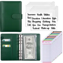 A6 budget binder with binder pocket, budget table and labels for budget organization, cash envelope system to save money