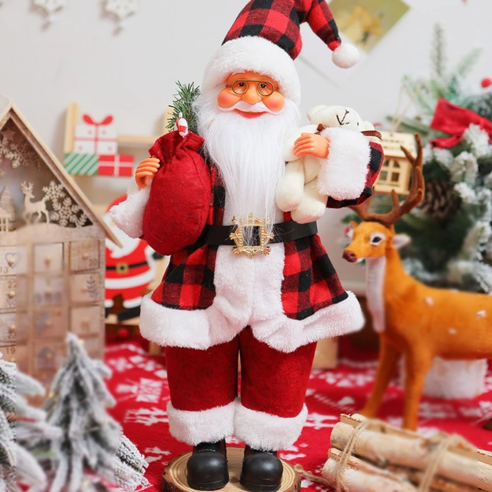 30/45cm Christmas Table Window Decoration 12inch Standing Santa Claus Figurine Christmas Backpack Santa Claus Christmas Gift