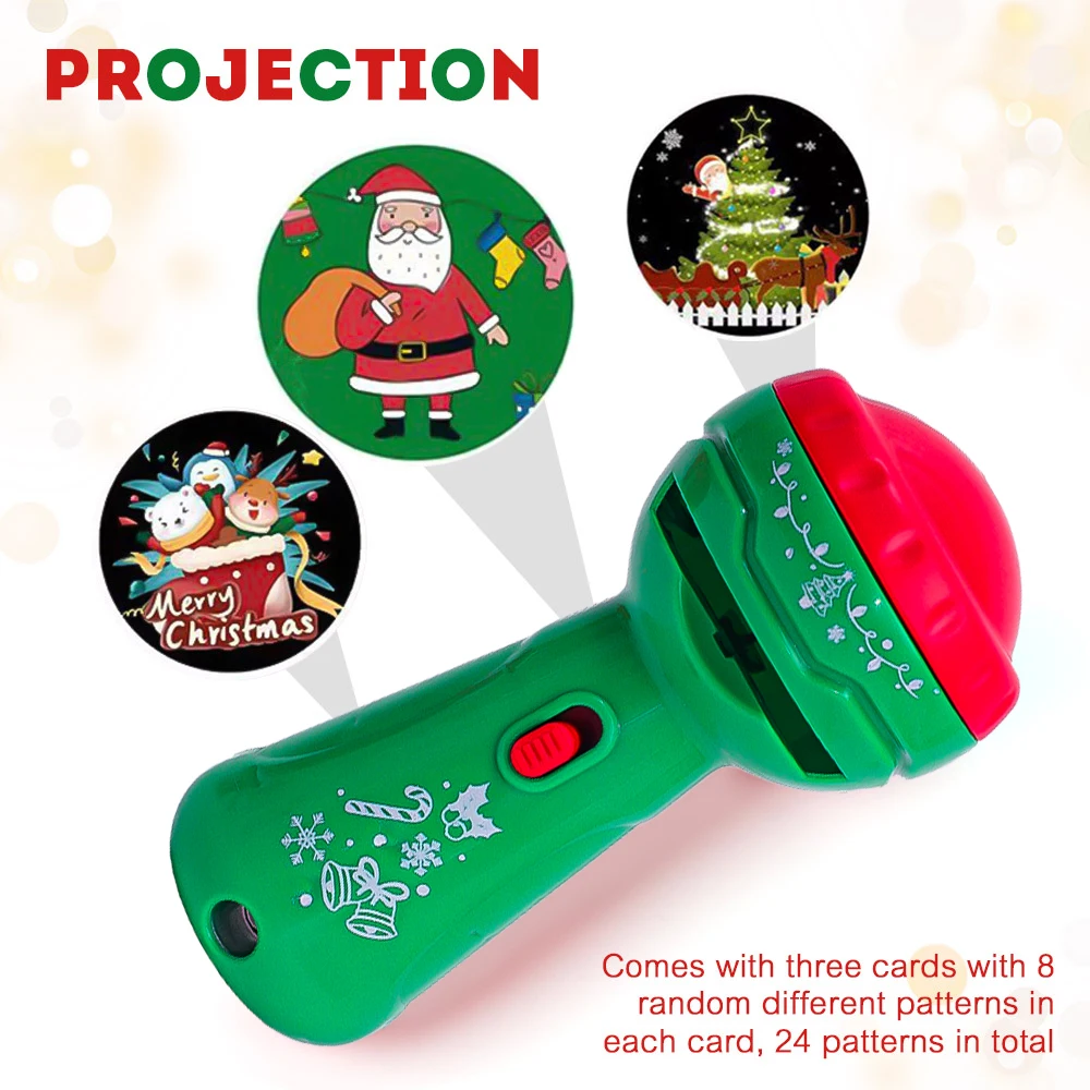 Projection Flashlight Toys Children Cartoon Light Up Santa Claus Pattern Games Early Education Christmas Projector Torch Gifts