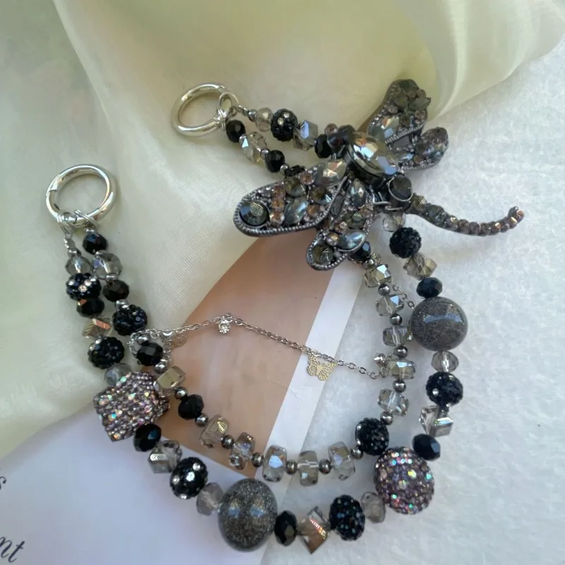 New Dragonfly Mobile Phone Case Hanging Chain High-end Hanging Charms Super Flash Heavy Industry Original Chain Bag Chain