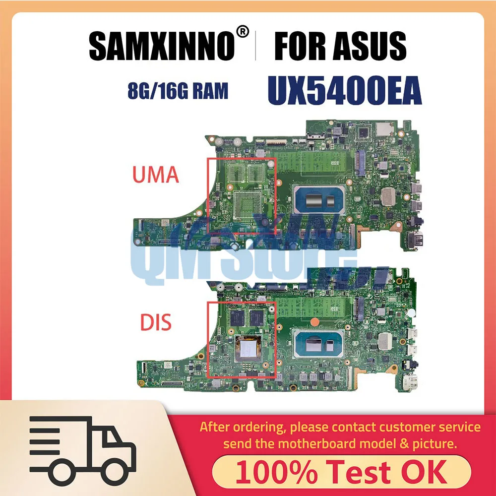 

Notebook Motherboard For ASUS ZenBook UX5400EA UX5400EG UX5400E Laptop Mainboard with I5 I7 11th Gen CPU 8G 16G RAM V2G UMA