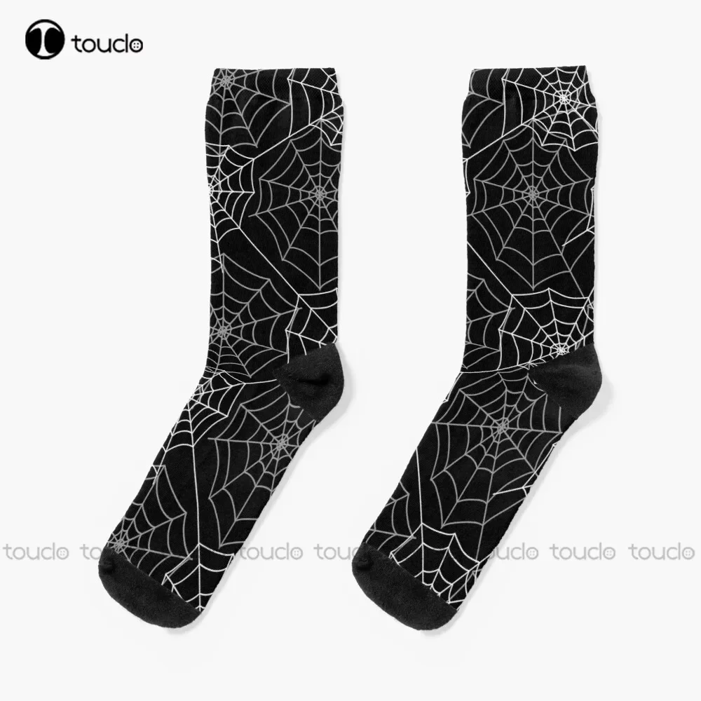 Spider Cobweb Spiderweb Halloween Goth Pattern Hd High Quality Online Store Socks Halloween Hiking Socks Women Unisex Adult