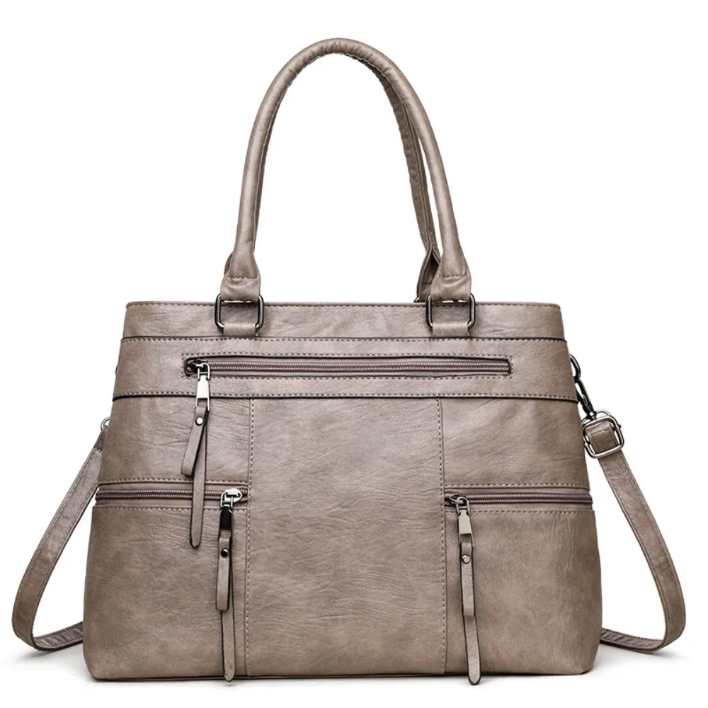 Nuevo Bolso de Hombro de gran capacidad, bolso para axila de cuero suave, bolso Boston de Color sólido, bolso de hombro para mujer, bolso cruzado para mamá, bolso Boston