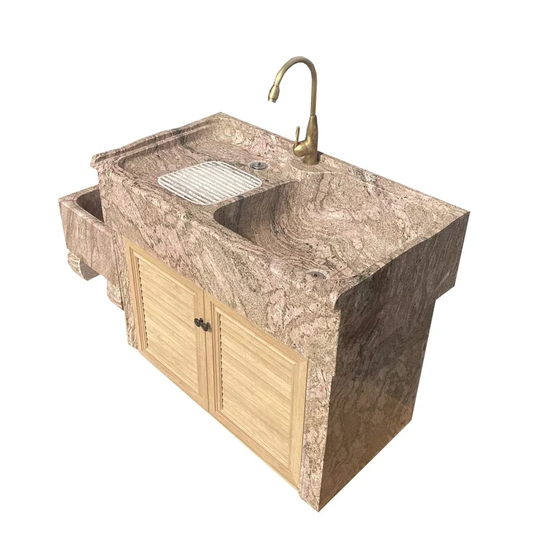 

ZQ Открытый балкон Прачечный бассейн Вилла во дворе с раковиной для стиральной доски Мраморный гранит Цельная каменная раковина для стирки