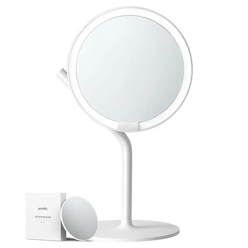 Makeup Mirror Mini Desktop LED Light Desktop Portable Trending Girl Beauty Mirror Luminous Mirror with Light