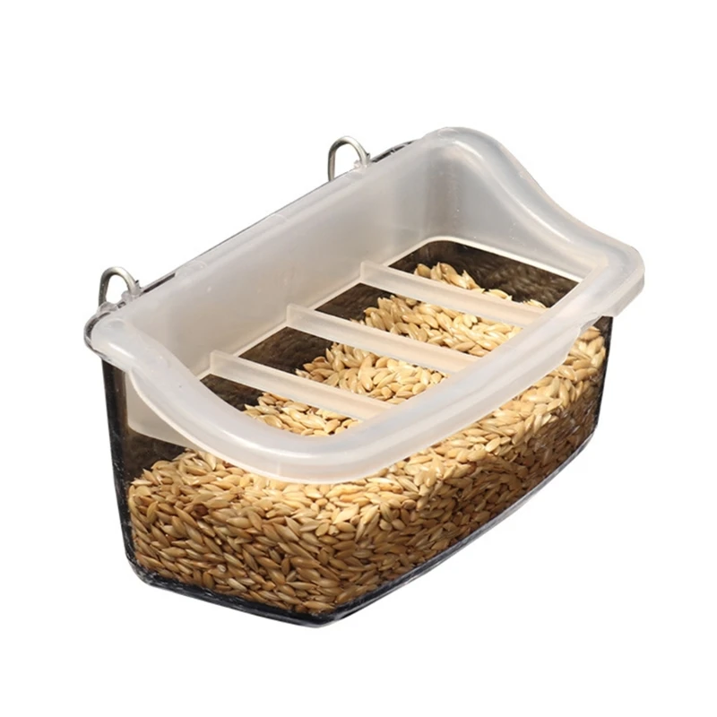 F92B Hangable Parrots Feeder voor voedselvoeding Clear Pet Birds Antisplash Feeder Bird Voedingskom Pet Hamster