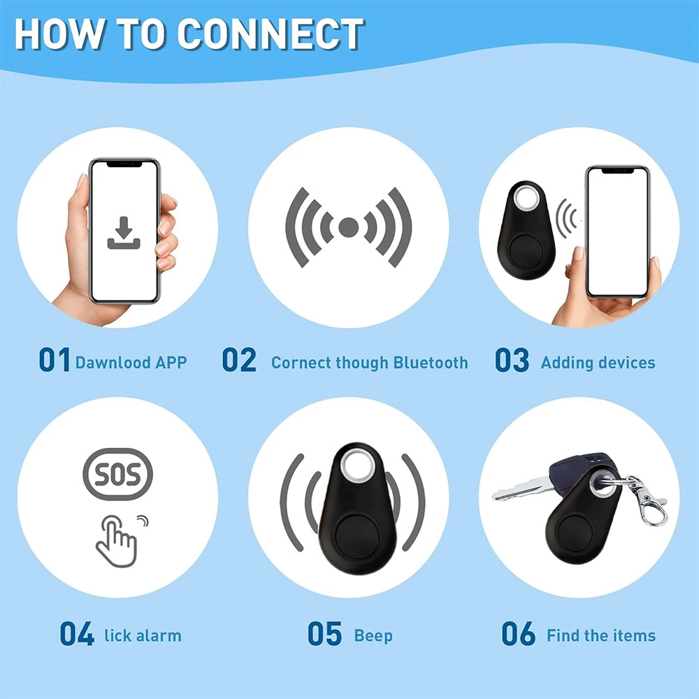 Mini Bluetooth Anti-loss Tracker Smart Finder GPS Locator Anti-loss Alarm Backpack Pet Child Anti-loss Tracker for IOS Android