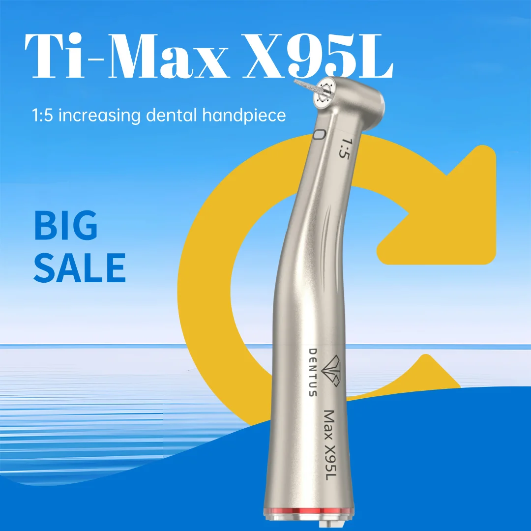 1:5 Increasing Fiber-Optic Push-Button Contra Angle Handpiece Against Dental Angle Dentistry