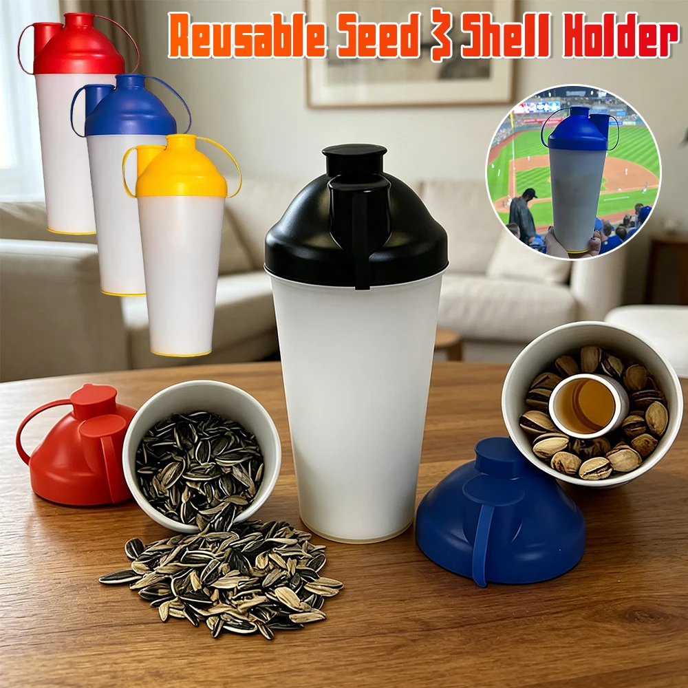 2-in-1 Sonnenblumenkern-Snackbehälter Große Kapazität Tragbare Outdoor-Sport-Reise-Snackboxen für Kürbiskerne Nüsse Pistazien