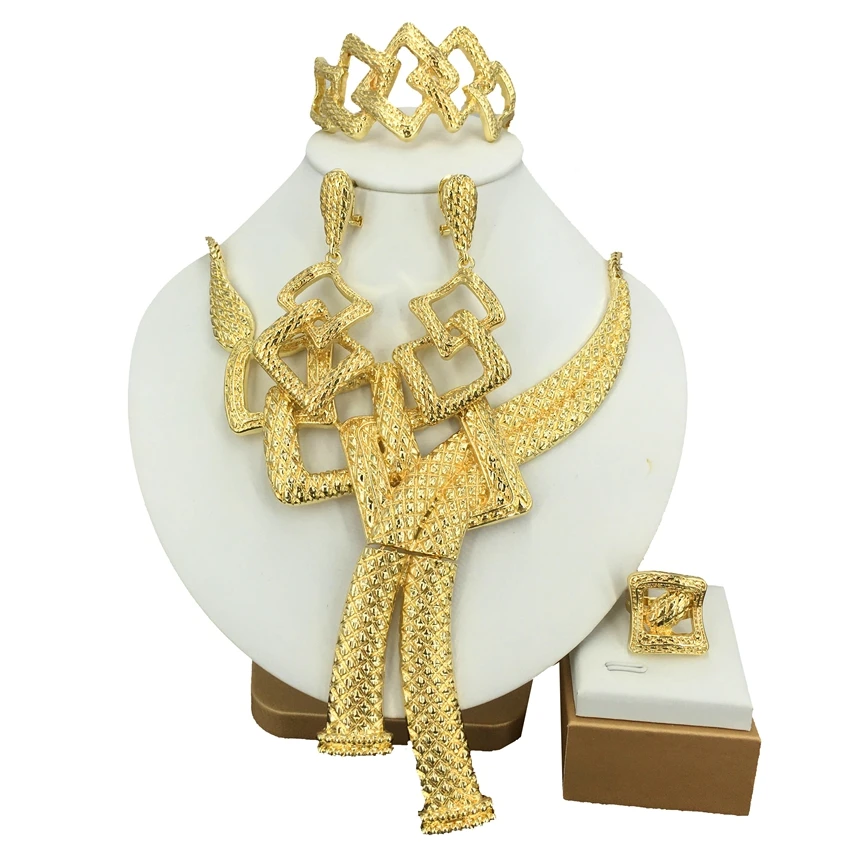 

Fashion Jewelry Set Store Big Italian Gold Plated Jewelry Sets For Dubai Nigeria Women Birthday Christmas Party Gift FHK14149