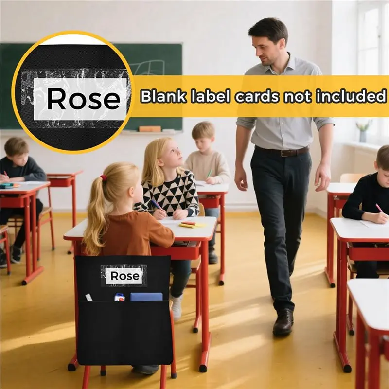 【Big deal】48 Pack Chair Pockets For Classrooms -Seat Sacks Organizer For K-2 Students, Fabric Storage Pockets For School