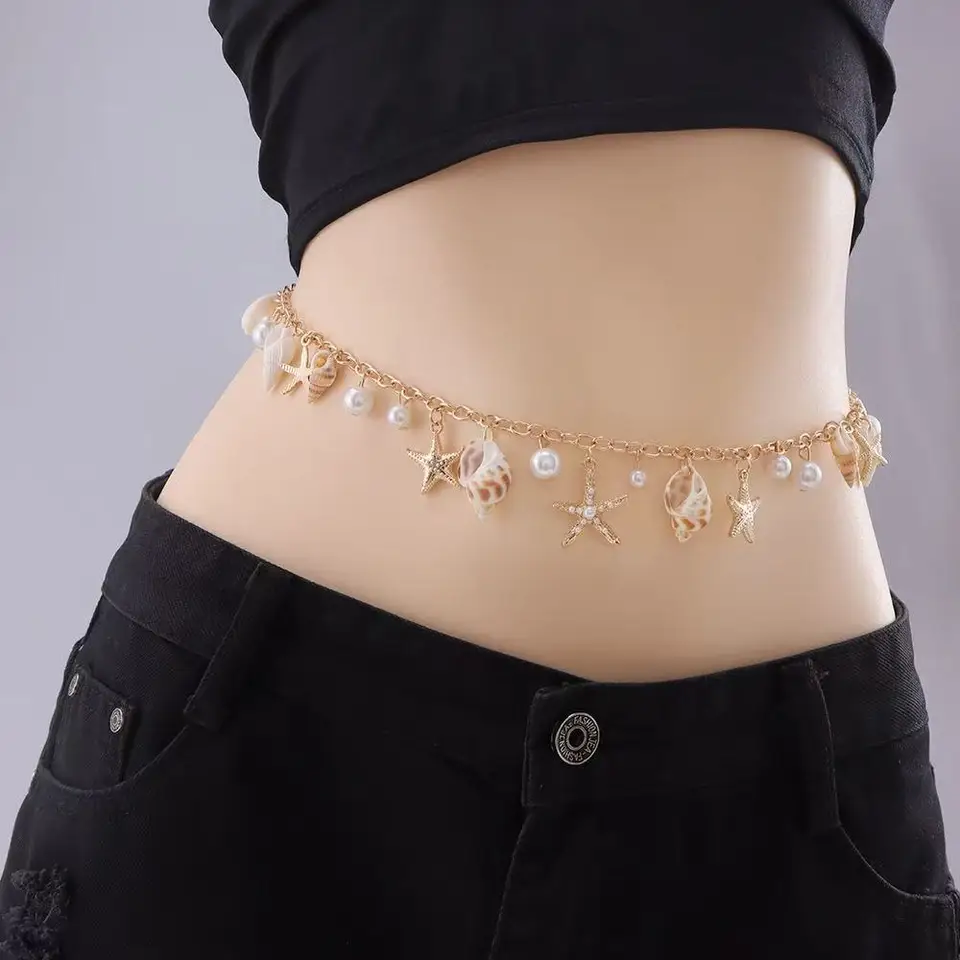 Boho Beach Shells Waist Chain Women display picture 2