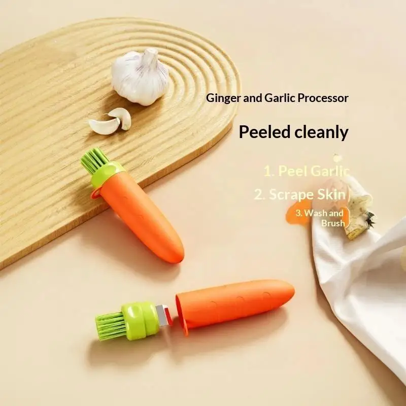 Multifunctional Carrot Shape Ginger Garlic Peeler Brush Efficient Peeling for Quick Kitchen Food Processing
