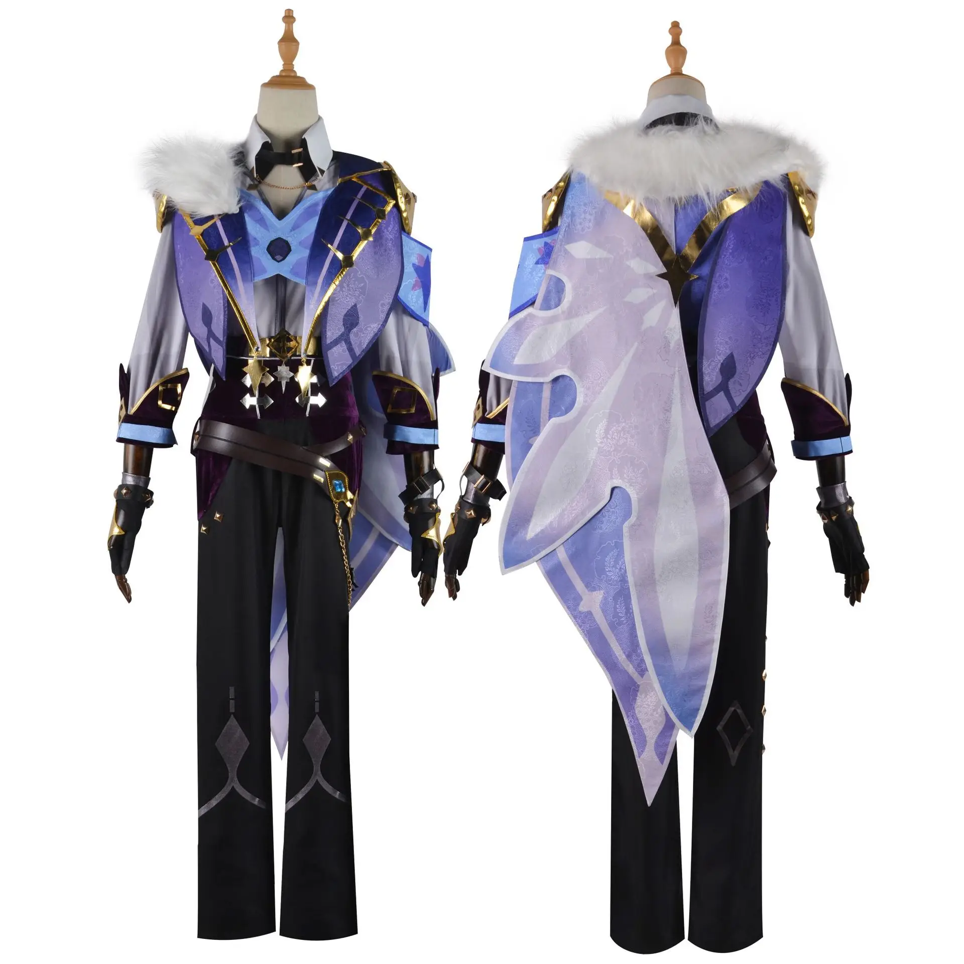 Kaeya Genshin Impact Cosplay Costume, uniforme, perruque, masque pour les yeux, spectacle d'anime, complet, fête d'Halloween