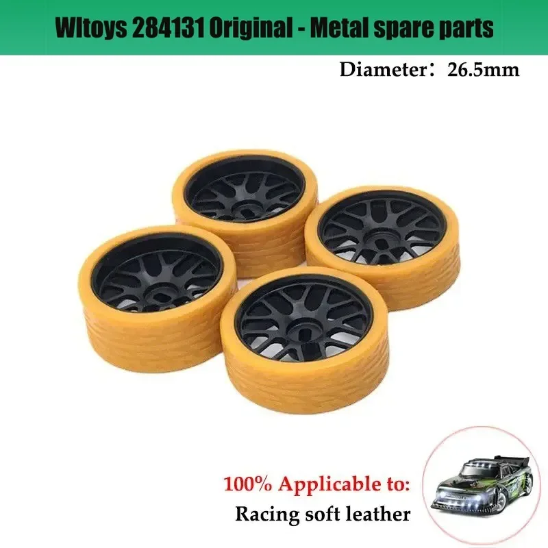 4Pcs Metal Beadlock Wheel Hub Wheel Rim and Rubber Tire for Wltoys 284131 K969 K979 K989 P929 1/28 RC Car Upgrade Parts  Esc