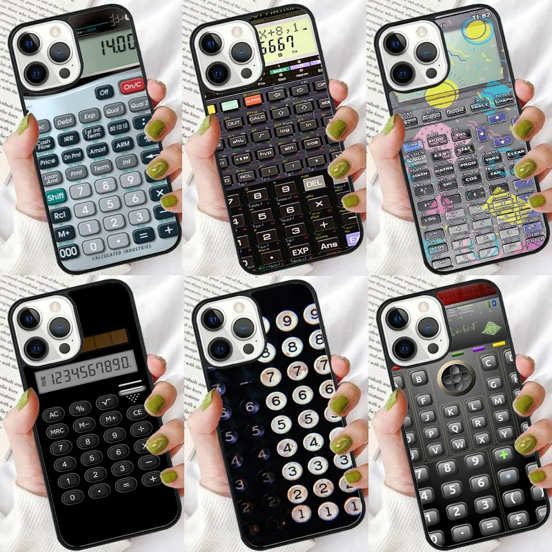 ユニークな電卓デザインのiPhoneケース iPhone 17 Air 16 16e 15 14 Plus 11 12 13 Pro Max用 ソフトバンパーシェルカバー coque