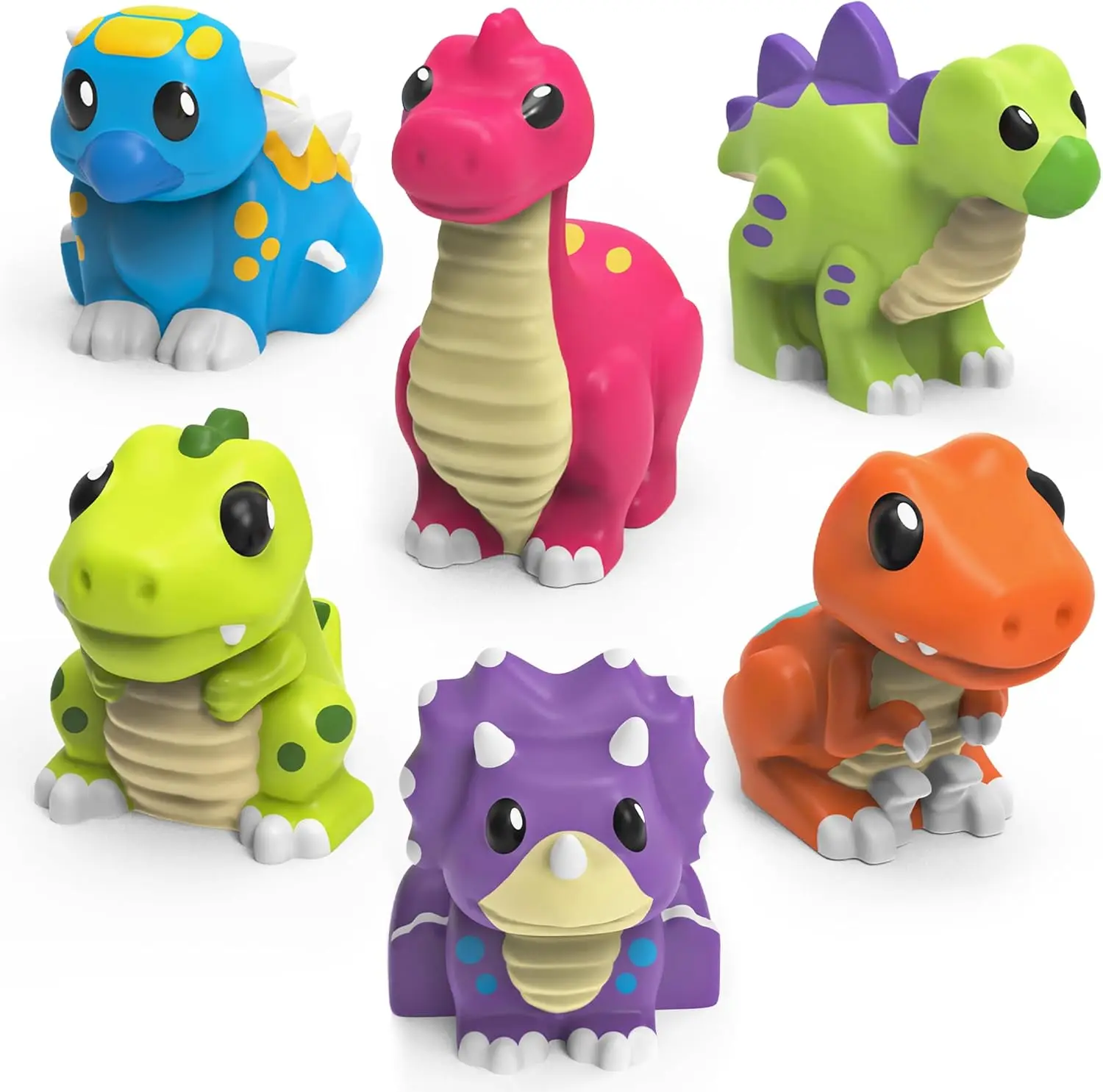 

Mold Free Dinosaur Bath Toys, 6 Pack Sealed No Hole Design Soft Squeezable Float Water Easy Grip Baby Toddler Pool Toys