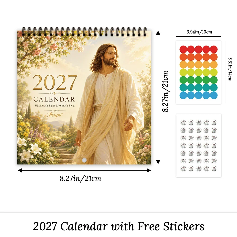 1pc 2027 Jesus Heals Wall Calendar, 12-Month Monthly Planner, Perfect Gift for Back-to-School Season, Christmas, New Year