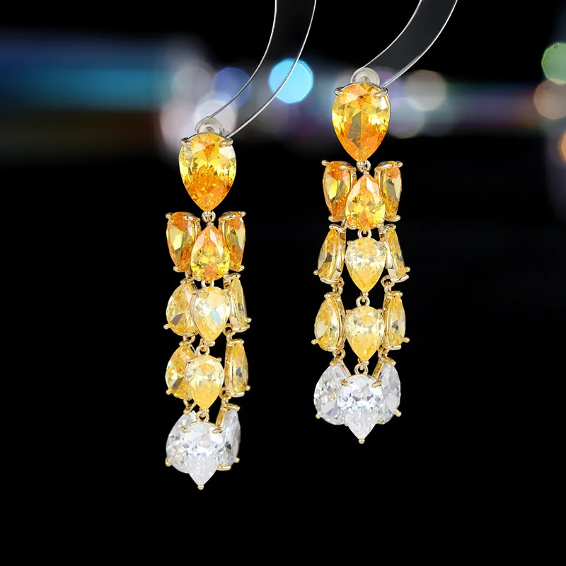 

SENYU Trendy Women Wedding Crystal Drop Earring Paved Water Drop CZ Stone for Dubai Bridal Luxury Design Jewelry Brazil Export