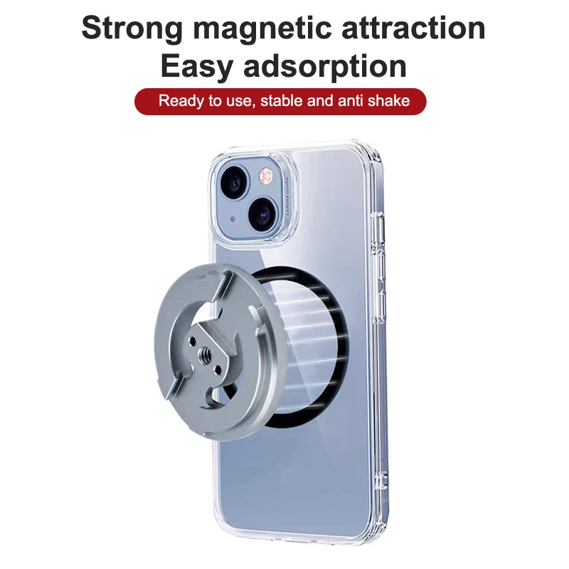 Magnetic Phone Holder Tripod Mount Adapter Smart Phone Magnetic Ring With 1/4” Screw Hole For Magsafe For IPhone For Video Vlog