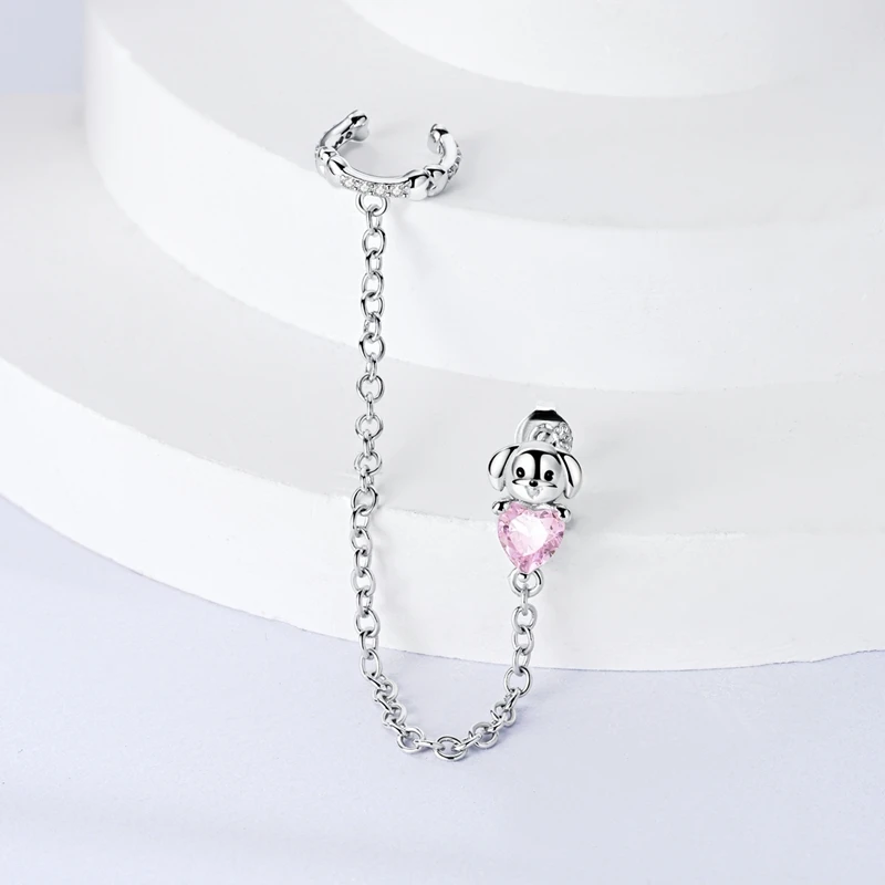 

925 Sterling Silver Puppies Love Bones Stud Earring For Anniversary Wedding Jewelry Gifts