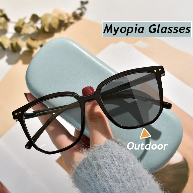 

Outdoor Photochromic Ladies Myopia Glasses Fashion Trend Short Sight Eyeglasses Finished Optical Prescription Eyewear Diopter