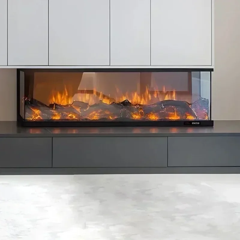 47 Inch 1200mm Indoor Heating Electric Fireplace Inserts with 3 Side Glass Surround Build-in 6+3 Colors Multicolored Flame Stove