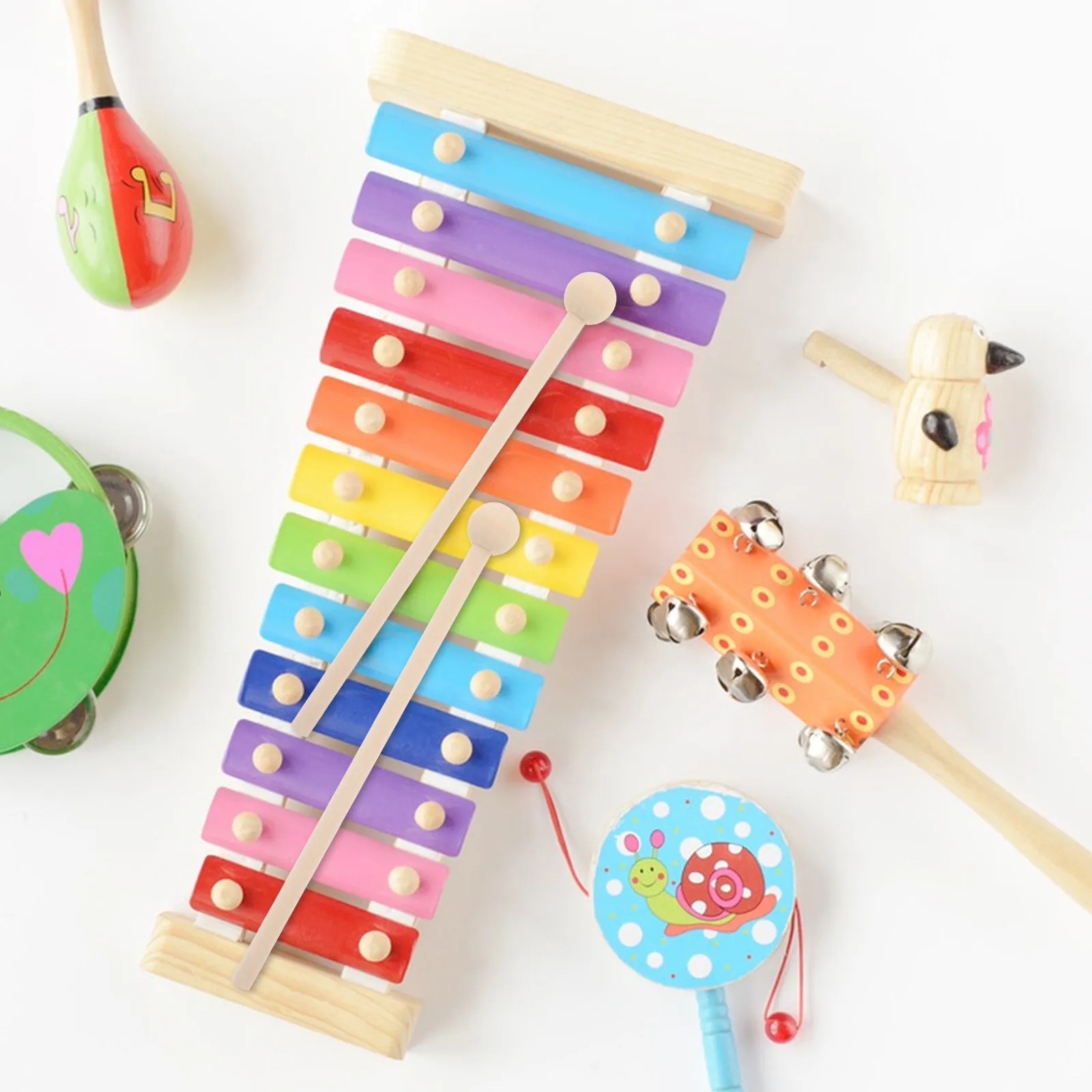 10Pcs Child-Sized Wooden Mallets Percussion Drumsticks Xylophone Mallet Toddler Instruments Music Therapy Rhythm Coordination view 4