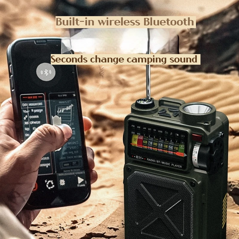 LEM multi-function hand-cranked radio, solar charging flashlight, disaster prevention and emergency survival equipment