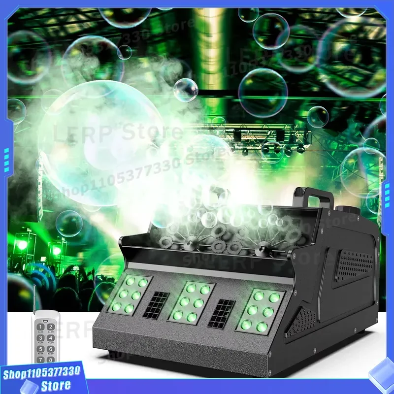 U King 1500W RGB Foam Machine with Remote Control LED Light for DJ Halloween Party Wedding Stage Effect Bubble Maker Device