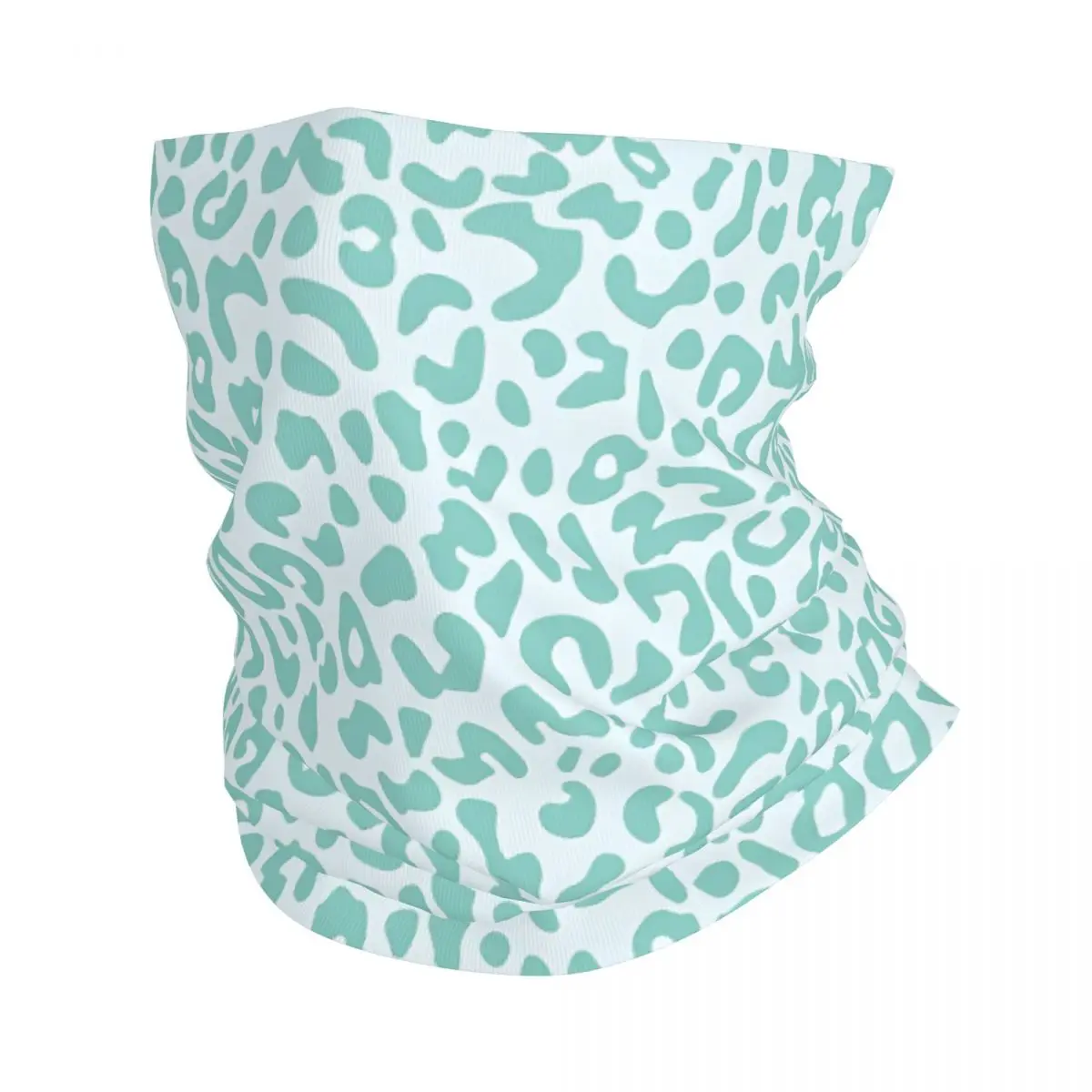 Mint Leopard Print Journal Scarf Neckerchief Neck Face Mask Polyester