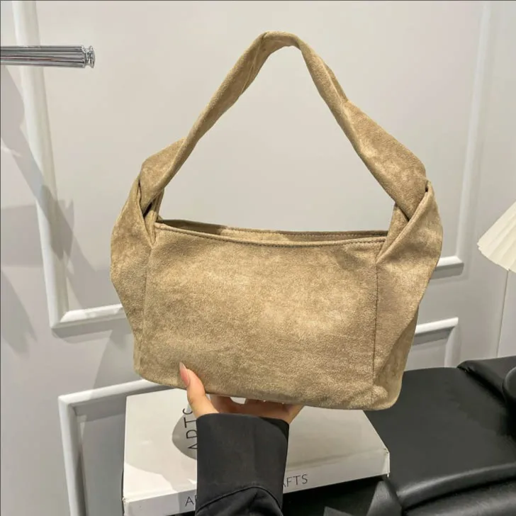 

2025 Velvet Underarm Bag Minimalist Commuter Purse for Versatile Top Handle Tote, Elegant Shoulder Bag, Plush Day-to-Night Bag