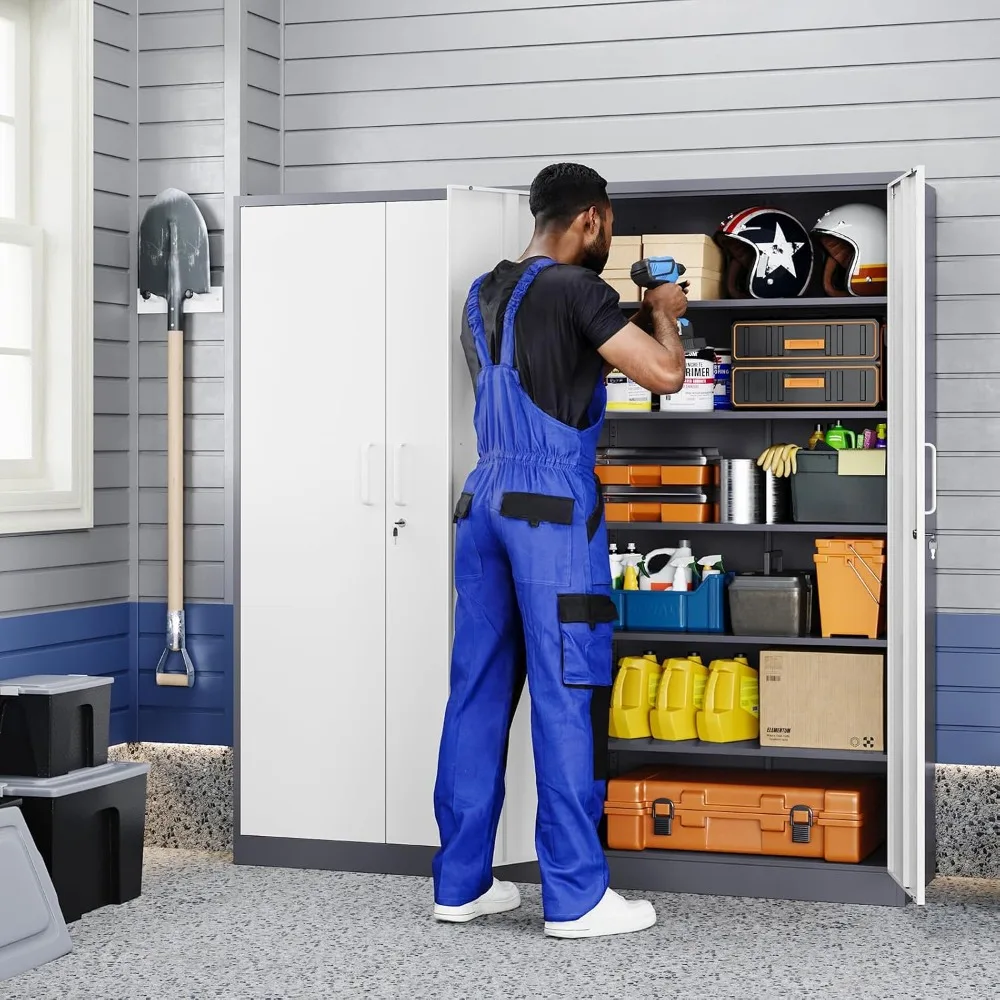 Metal Garage Storage Cabinet 2 Doors 5 Shelves 71