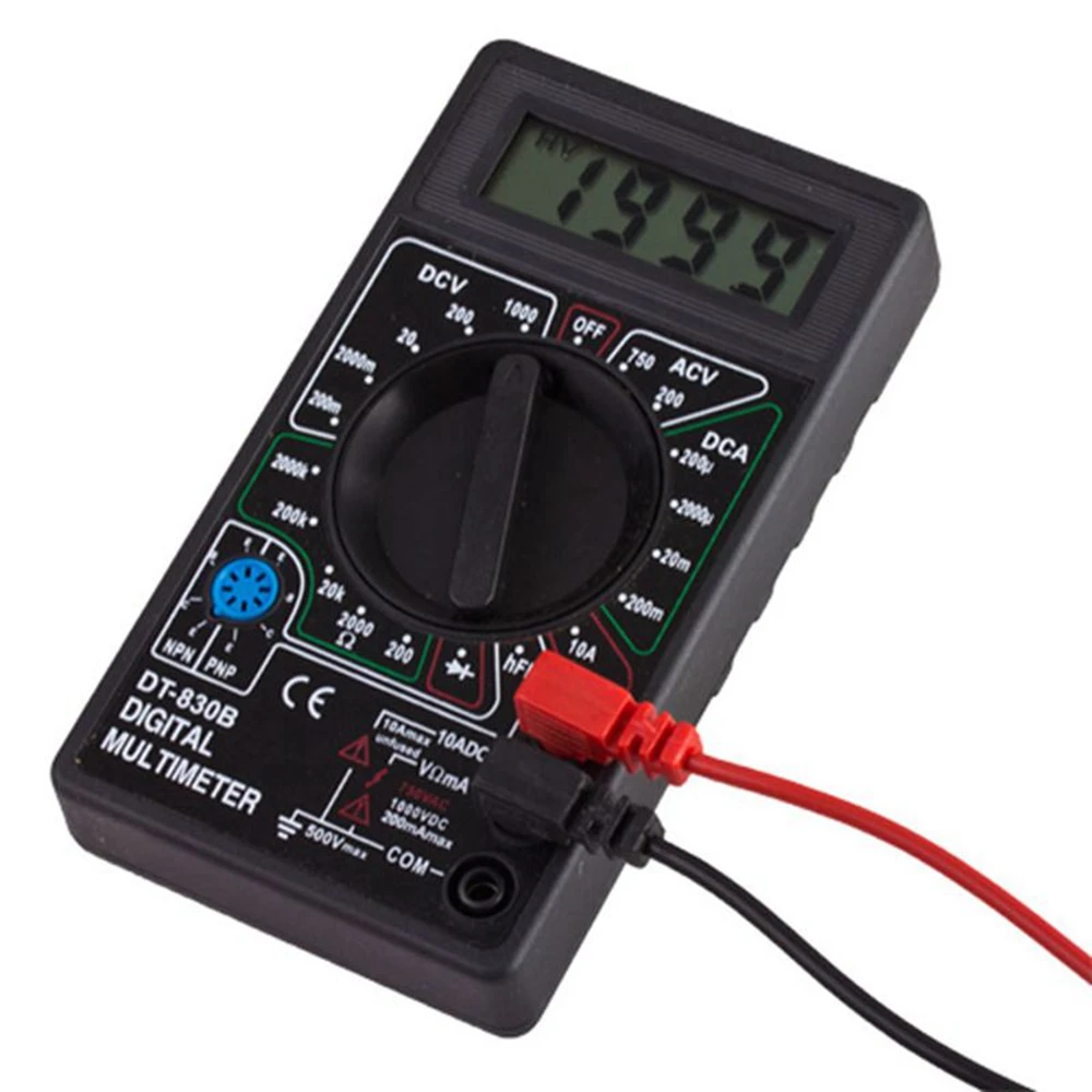 Digital Multimeter DC AC Voltmeter Ammeter Ohm Diode Tester Meter Check and HFE Overload Protection DT830B