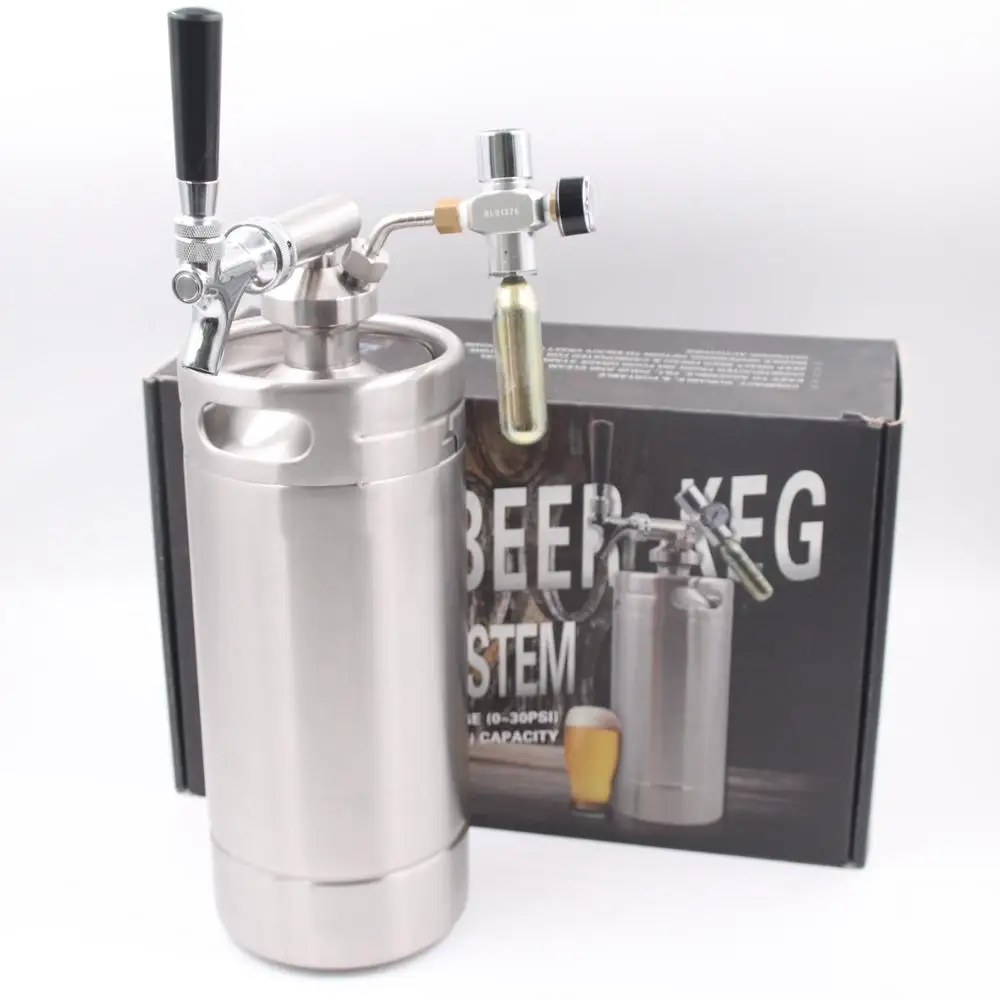 Portable mini draft beer keg with tap dispenser