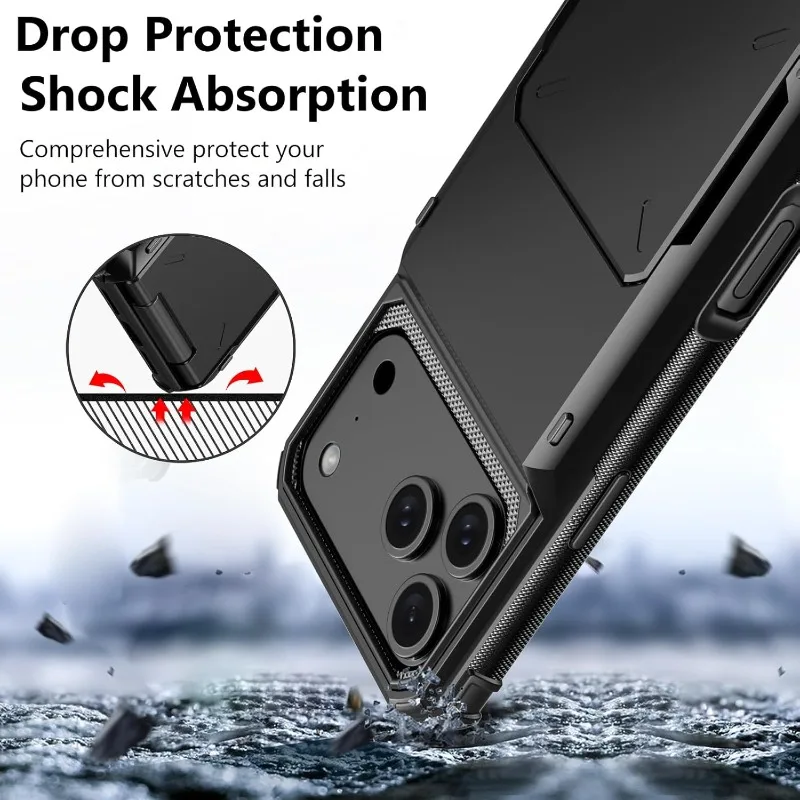 Case For iPhone 18 Pro Max 17 16 Pro Max 15 14 13 12 Heavy Duty Wallet Hidden Flip Slot Protective Hard Back Covers Coque Fundas
