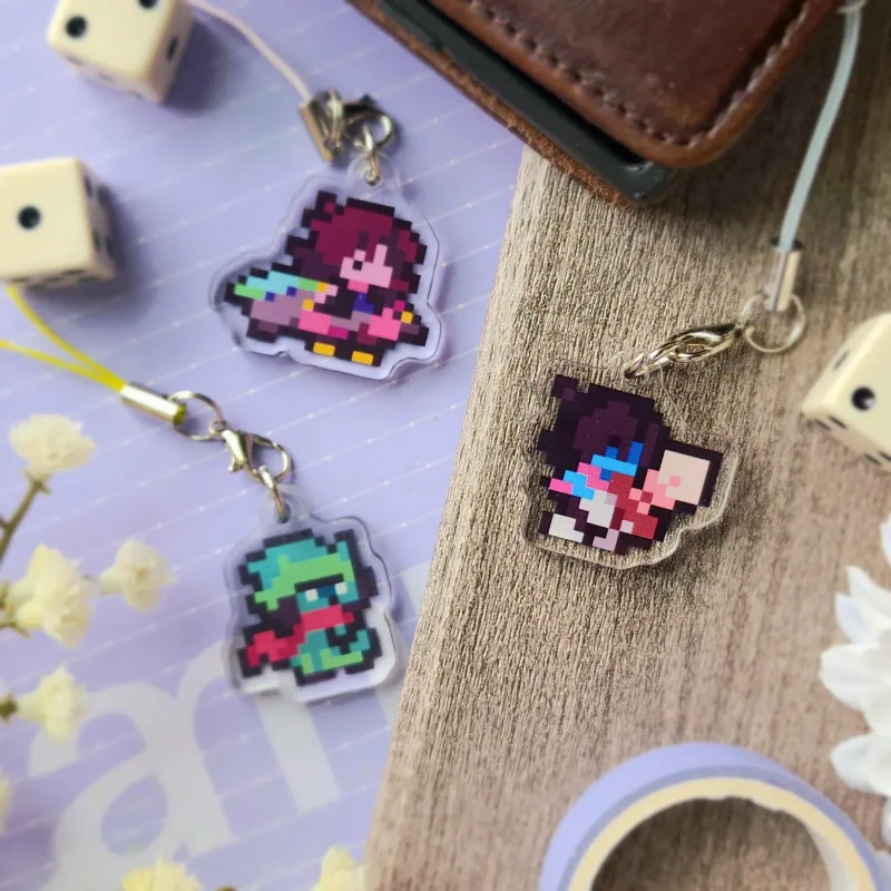Double-Sided Pixel Character Acrylic Keychain Mini Phone Charms for Styling And Organization