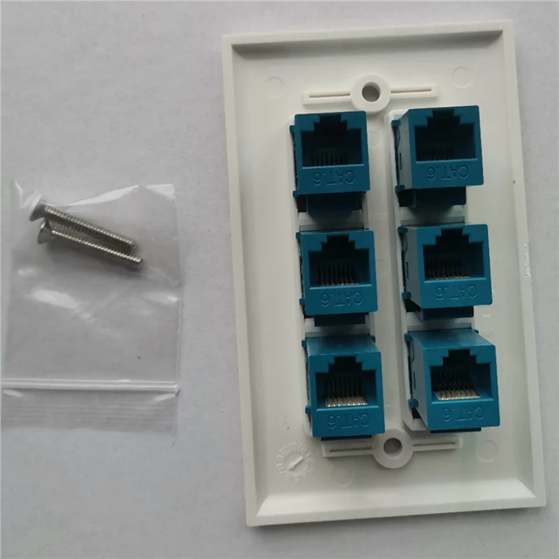 

ABBY-10X Cat 6 Ethernet Wall Plate 6 Port,Ethernet Wall Plate Female-Female Removable Compatible With Cat7/6/6E/5/5E