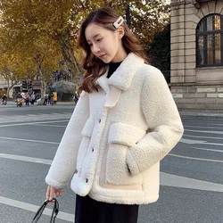 Korean Fashion Thick Wool Jacket 2024 Warm Women's Winter Sheepskin Coat One Piece Fur Coats All-Match