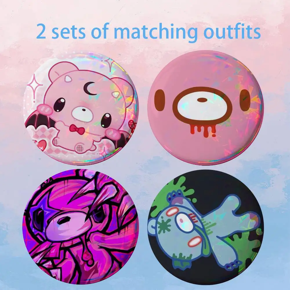 Cute G-Gloomy Bear 2 piece set Pins Creativity Printed Pictures Text Metal Lapel Badges Brooches Jewelry Gift