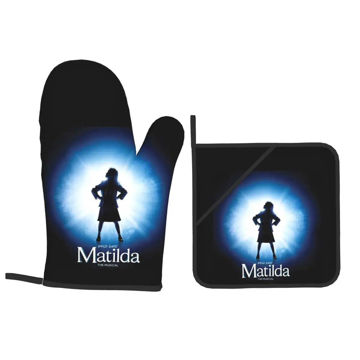 Roald Dahl Matilda The Musical Oven Mitts and Pot Holder Sets of 4 for Baking Kitchen Cooking Grilling Resistant Non-Slip Gloves
