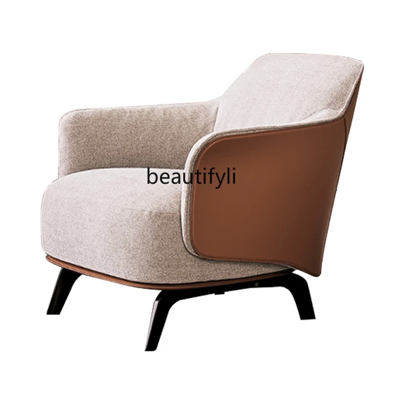 

Minimalist Leather Sofa Saddle Leather Designer Leisure Chair Model Room Sales Department Club Reception Chair furniture